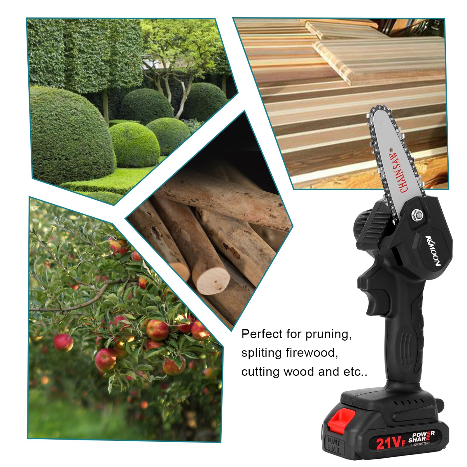 KKmoon-Mini Sierra de poda eléctrica para madera, motosierra recargable de empalme de madera pequeña, herramienta de carpintería para 1 mano, para registro de huerto y jardín