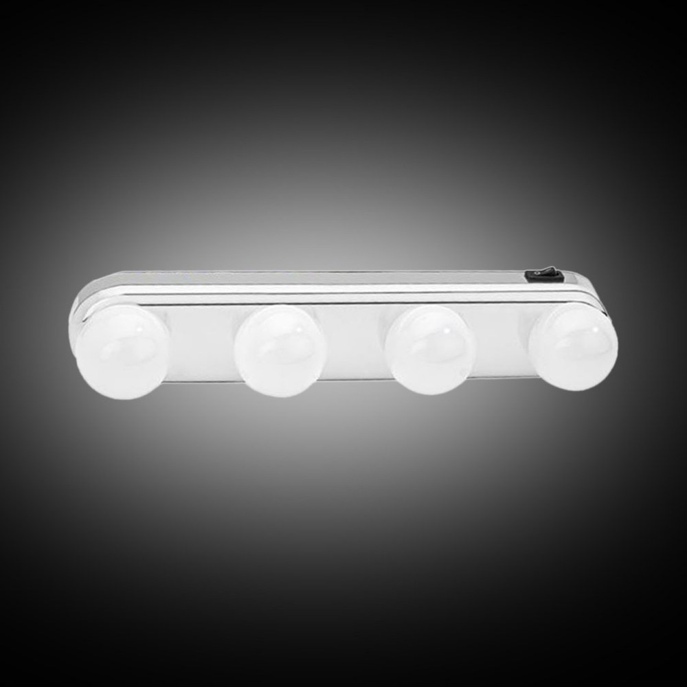 Luces de LED para espejo de tocador para maquillaje, tocador, espejo, maquillaje ligero, Luz brillante, 4 bombillas LED, luz de espejo cosmético con batería