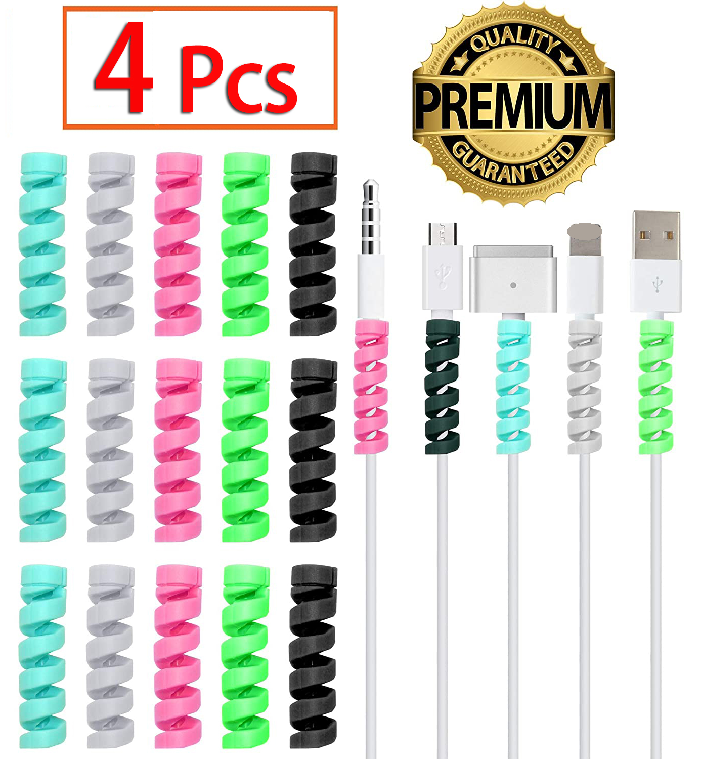 Flexible Spiral Charging Cable Protector Wire Cord Organizer Silicone Tube Charger Saver for iPhone iPad MacBook USB Cell Phones
