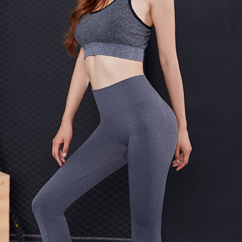 ghette A Vita Alta spingere su Elastico casuale ghette fitness Donne sexy Pantaloni per lo sport corpo edificio Corsa e jogging gambali: grigio / L