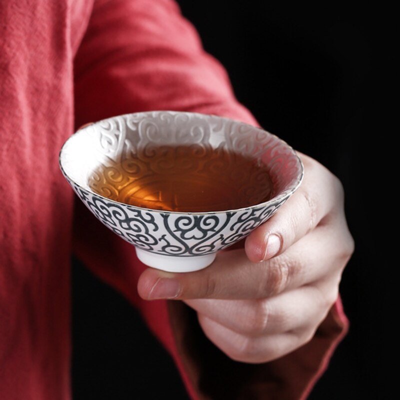 Silver Cup 999 Pure Silver Cup Handmade Ceramic Inlaid Silver Gilt Teamaster Cup for Tea Home LAD
