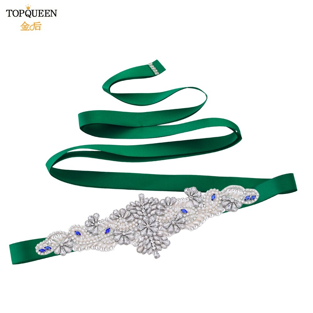 Topqueen  s487 brudbälten för klänningar diamantbälte formella klänningar för kvinnor afton gravidklänning strass bälten blå: Drakgreen