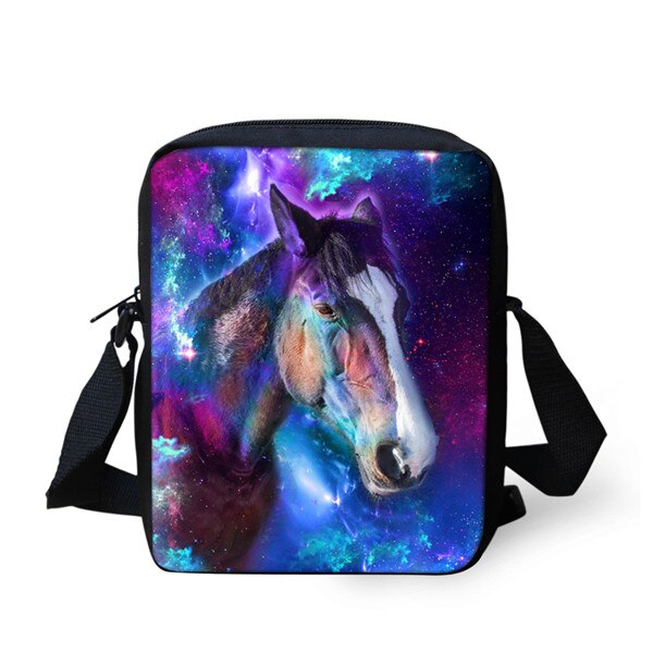 TWOHEARTSGIRL 3d Cool Paard Afdrukken Jongens Messenger Bag Student Crossbody Tas Kleine Kids Animal Strandtas Opslag Handtassen: CC3209E
