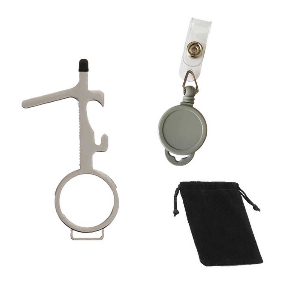 Touch Screen Buttons Edc Door Opener Hygiene Hand Antimicrobial Contactless Press Elevator Tool Portable Door Opener Keychain: 6