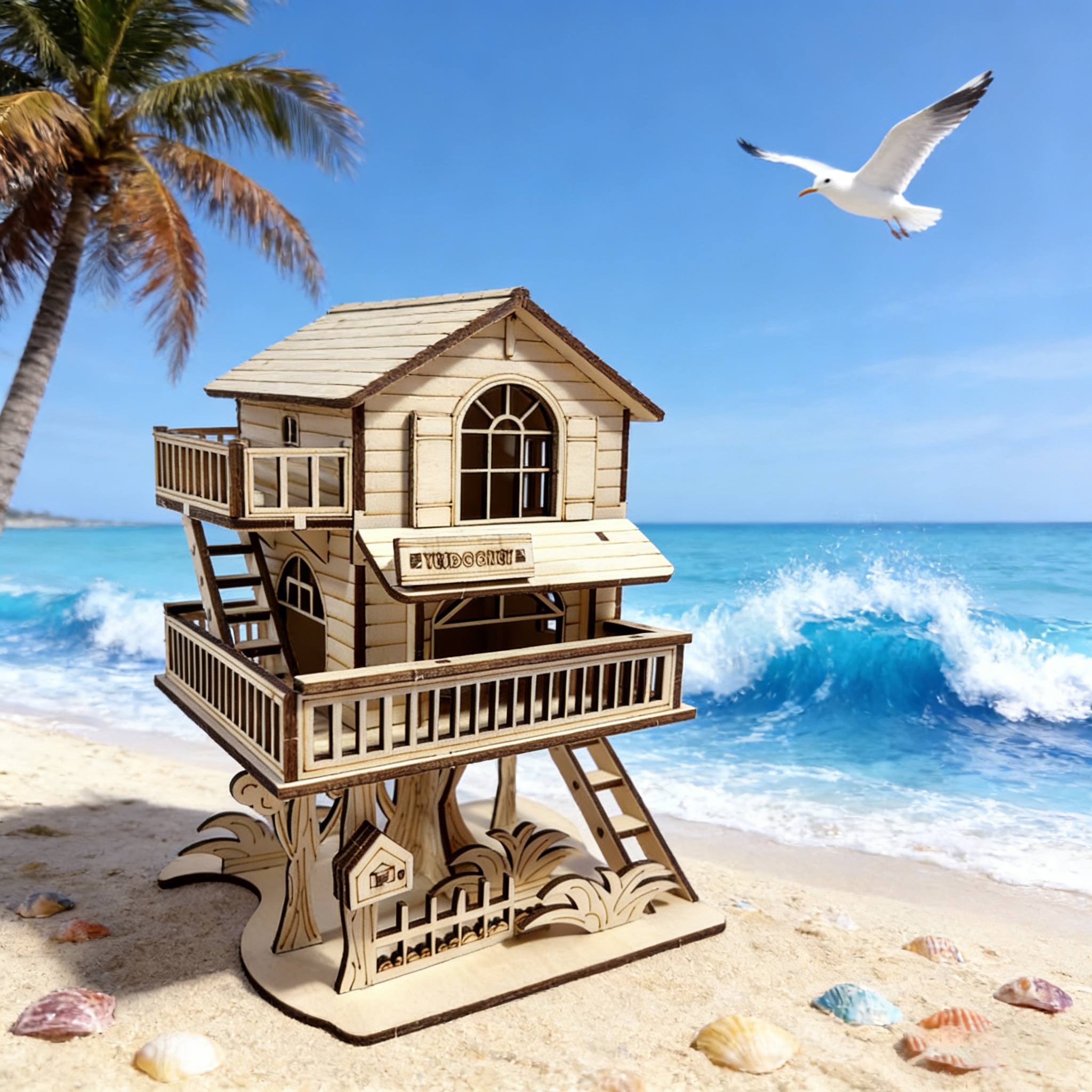 1 Wooden 3D Puzzle Cabin, DIY Wooden Assembly Model, Decor , Perfect for Family Assembly