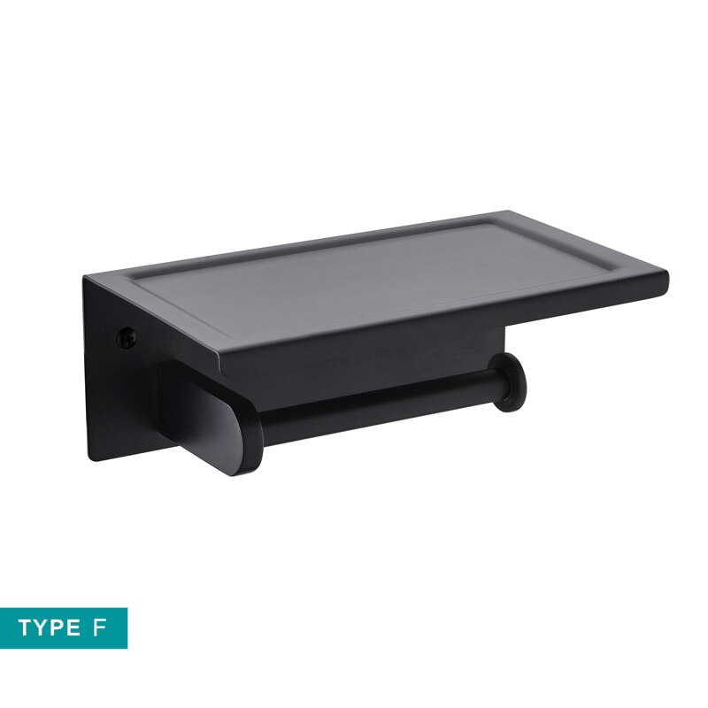 Toilet Roll Double Paper Long Holder with Rack Hanger Bathroom WC Accessories Hardware Matt Black Gold Chrome: F BA0082BK-86