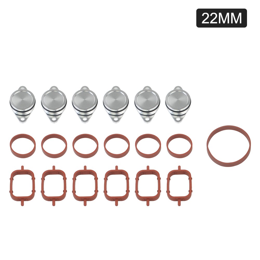 6 PCS 22/33mm OEM by aluminum For BMW 320d Swirl Flap Blanking Plates seal with intake manifold gasket 6 cylinder: 22mm