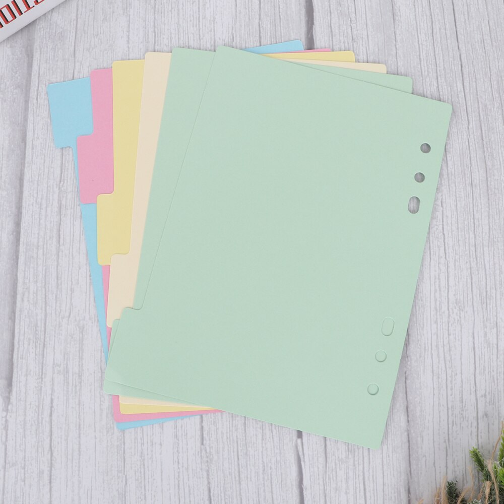 Separadores de pestañas coloridos 6 agujeros creativos 5 colores divisor de índices carpeta divisores A5 Tab divisores para cuaderno anillas aglutinantes planificador