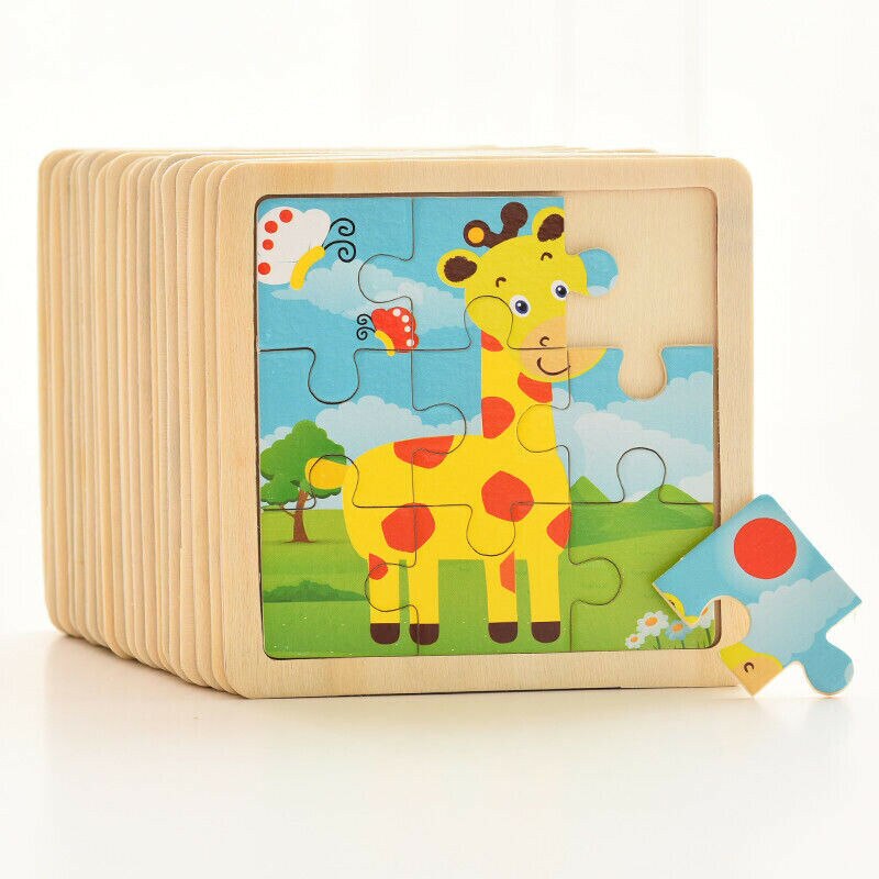 17 stili di Giocattoli Educativi Per I Bambini Animali di Legno Di Puzzle di Sviluppo di Apprendimento di Figura di Colore Dei Capretti Del Bambino Del Fumetto Del Giocattolo