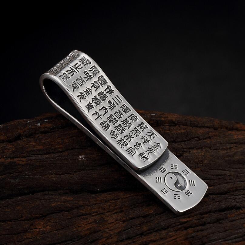 100% 999 argento Buddista Sutra Del Cuore Del Pendente Il Cuore Di Prajna Paramita Sutra Del Pendente Buona Fortuna Amuleto
