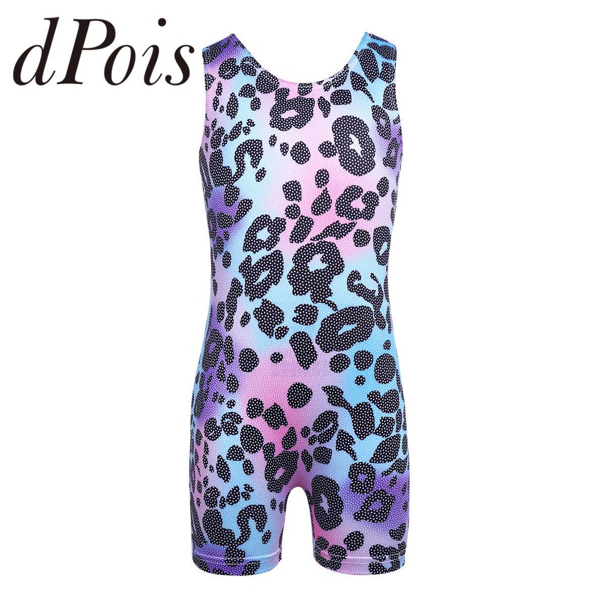 Kids Gymnastics Leotards Dancewear Sleeveless Leopard Printed Ballet Gymnastics Leotard Girls Ballet Dance Jumpsuit Bodysuits