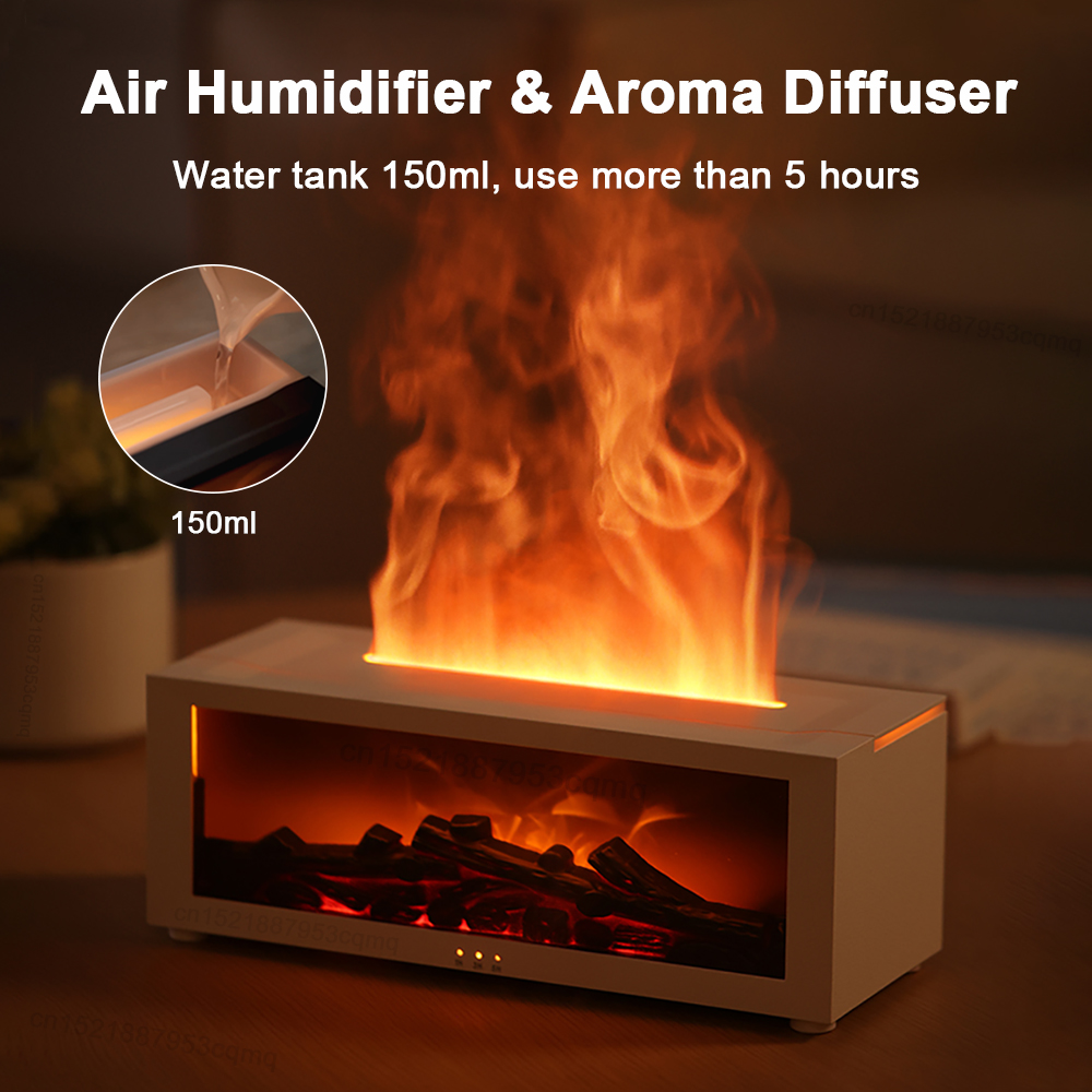 Humidificador aromático Difusor de aceites esenciales de llama Humidificador de aire Difusor de fragancia de aromaterapia con luz RGB y control remoto