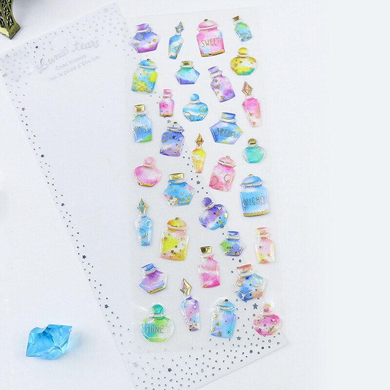 Fantasy water stickers bronzing 3D environmental protection mobile phone diary handbook sticker material children's: D-11