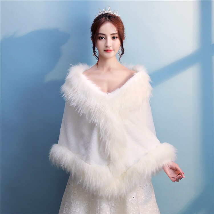 automne et hiver mariée mariage fourrure châle robe de mariée demoiselle d'honneur veste sortie d'usine