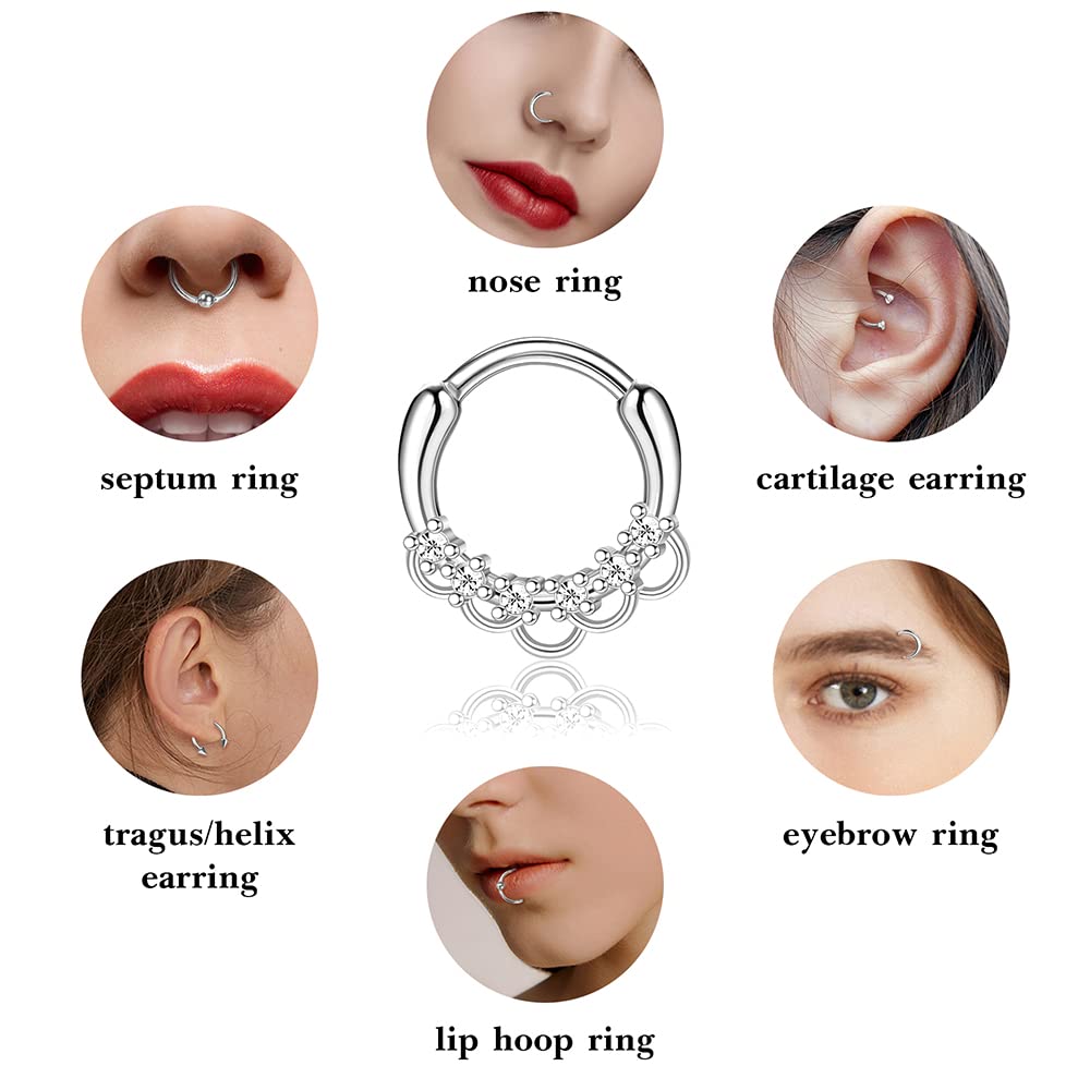 Drperfect Septum Clicker Ring Rvs Opaal Kraakbeen Helix Tragus Hoepel Daith Oorbellen Neusringen Hoepel Piercing Sieraden