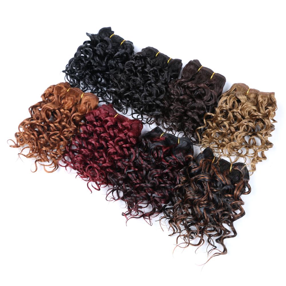 3Pcs/Lot Hair Weaving Afro Kinky Curly Hair Extensions For Women Synthetic High Temperature Fibre Ombre Crochet Hair Color