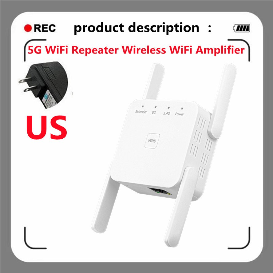 5GHz WiFi Repeater Wireless WiFi Amplifier 5G WiFi Long Range Extender 1200M Wi Fi Booster Home Wi-Fi tSignal Amplifier: US-plug