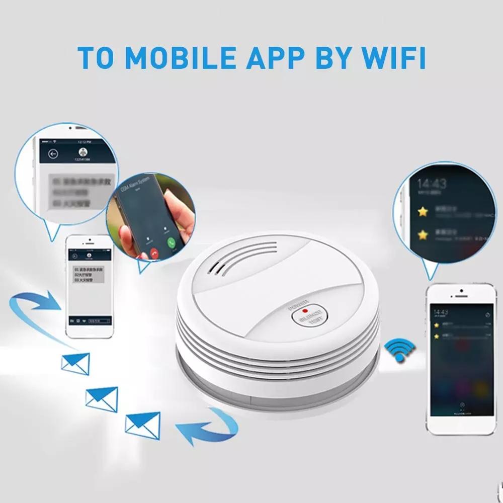 Tuya røykvarsler frittstående wifi røyk temperatur detektor sensor for smart hjemmekontor trådløs røyk sensor alarm system