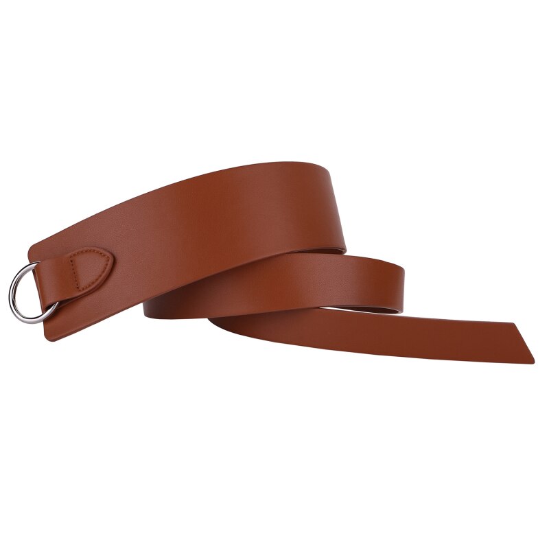 Cinturón de cuero ancho con lazo para mujer, cinturón de corbata para mujer, rojo y negro, cinturones de ocio para vestido de boda para mujer, de: Brown