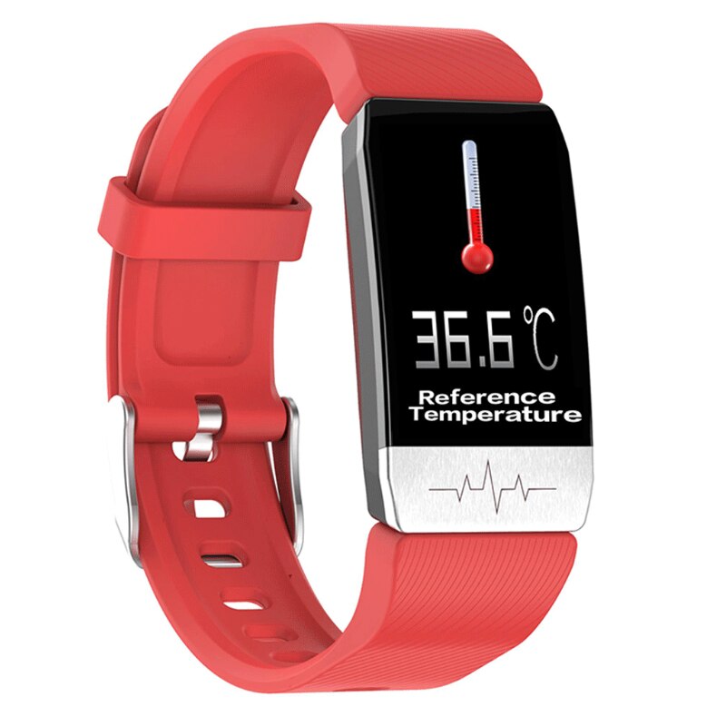 Bakeey T1 Thermometer Temperatuur Meting Ecg Gezondheid Monitor Polsband Waterdicht Muziek Controle Multi-Sport Mode Smart Horloge
