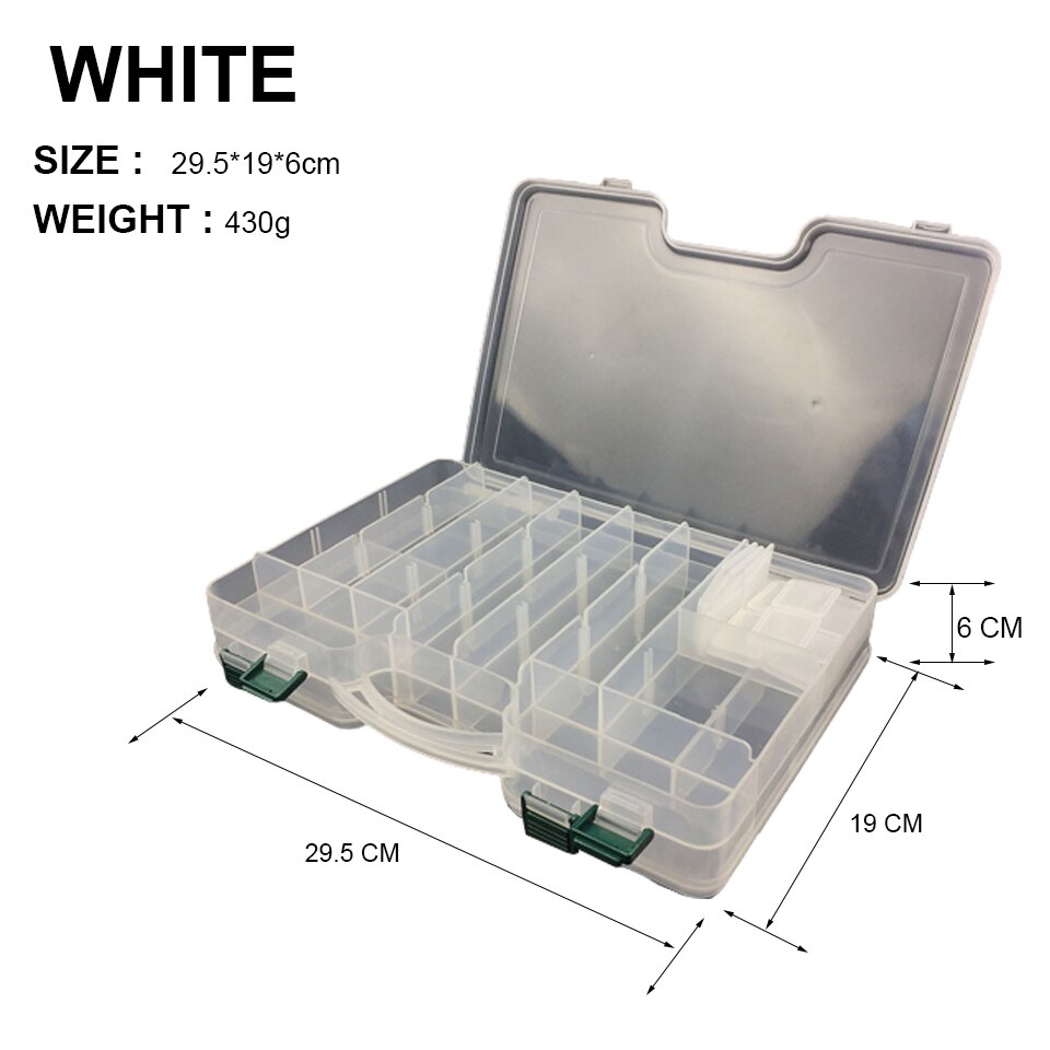 10/12/14 /24 Grids Compartments Fishing Box Double Sided Plastic Lure Hook Boxes Tackle Storage Box Supplies Fishing Accessorie: 24 Grid White