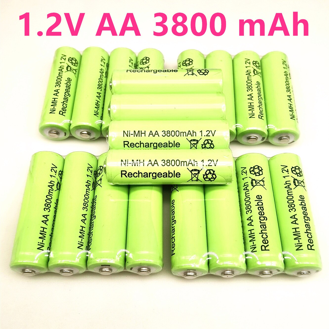 20PCS 100% original AA 3800mAh 1.2V rechargeable battery AA 3800mAh Ni-MH rechargeable 1.2V 2A battery: 20pcs