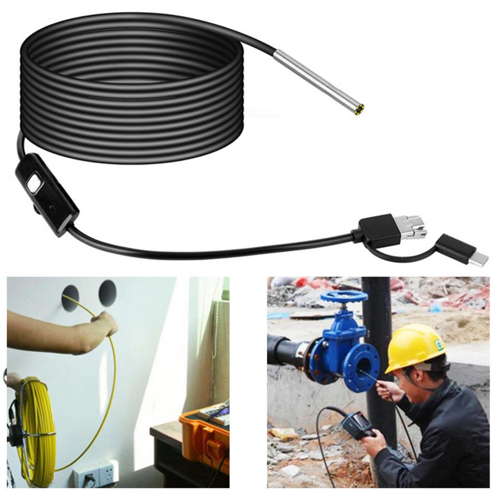 AN100 Inspection Camera Endoscope HD Detect Instruments 3-in-1 Interface High Definition 3.9mm Endoscope for Mobile Phone