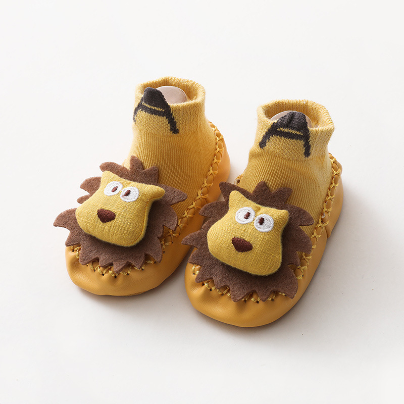 Primavera dos desenhos animados animal meias do bebê macio anti deslizamento de couro do plutônio recém-nascido meias da criança bonito algodão curto infantil menina menino piso meias: yellow