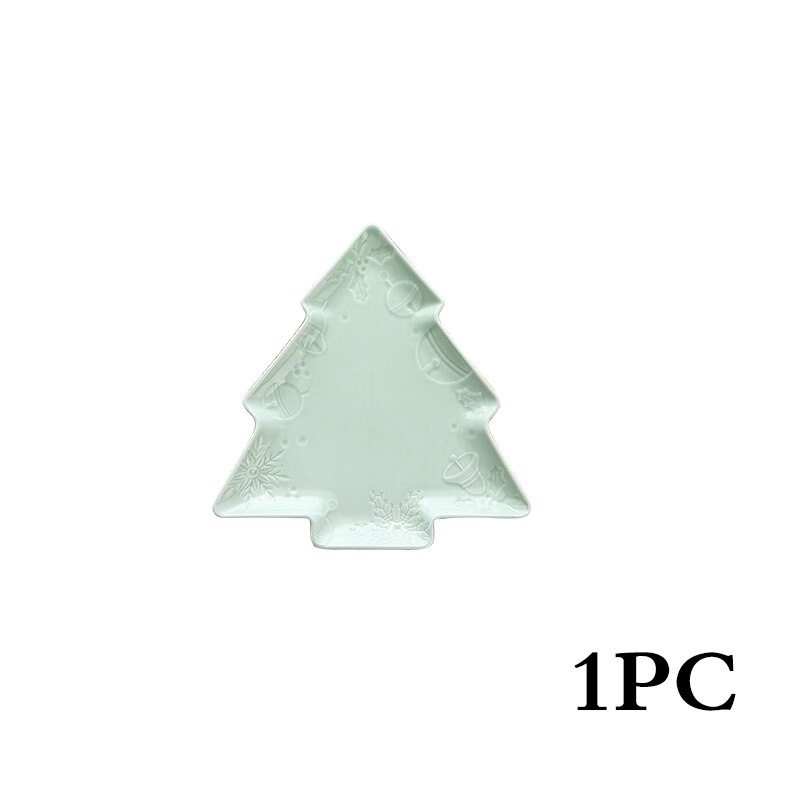 Juego de vajilla de porcelana para árbol de Navidad, platos de cerámica para ensalada, pastel, fruta, postre, dulces, colorido, 1 unids/set: HG0567