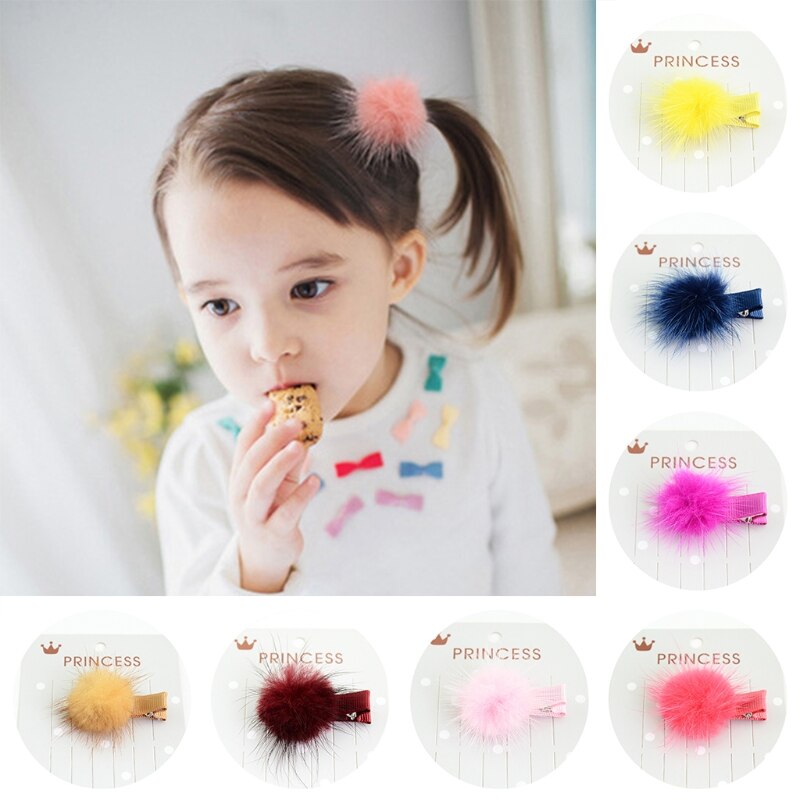 12 Pcs Koreanischen Fell Ball Pompon Haar Clip Pin Barrettes Headwear Für Baby Mädchen GXMB