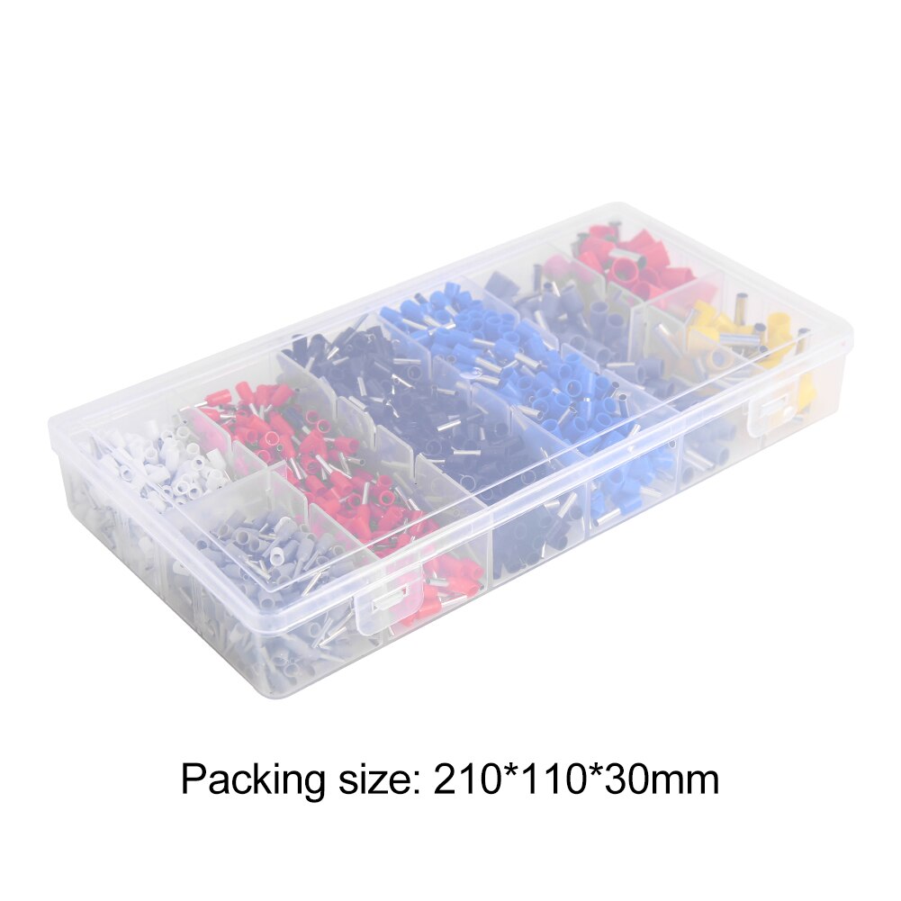 1200pcs Copper Tubular Terminal Wire Connection Crimp Electrical Wiring Connector Crimping Insulated Tube Terminals Set Suit
