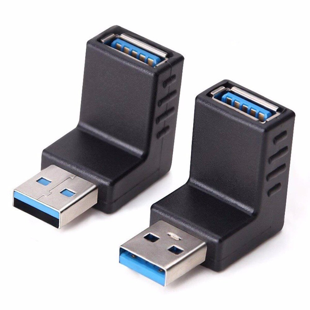 Acopladores adaptadores USB 3,0 de 90 grados, macho a hembra, 4 unidades (izquierda, derecha, arriba, abajo)