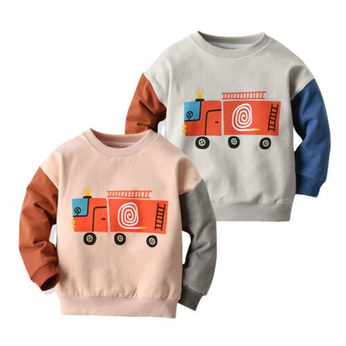 1-5Y Infant Kid Baby Meisje Jongen Sweatshirt Tops Winter Warme Trui Cartoon Auto Tops Outfits Kleding