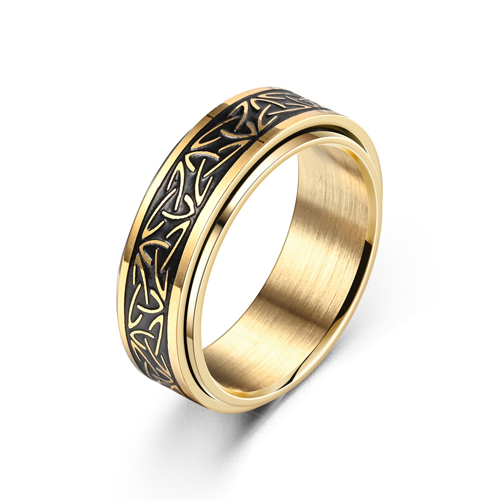Viking Keltische Rune Roterende Angst Gezamenlijke Ring Voor Mannen Anti Stress Rvs Spinner Fidgets Ring Anillo Antiestres