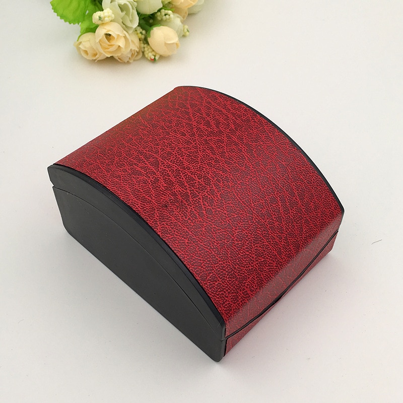 Rood Zwart Polshorloge Box Case Voor Sieraden Solid Horloge Dozen Klok Gebogen Duurzaam Display Houder Horloge doos