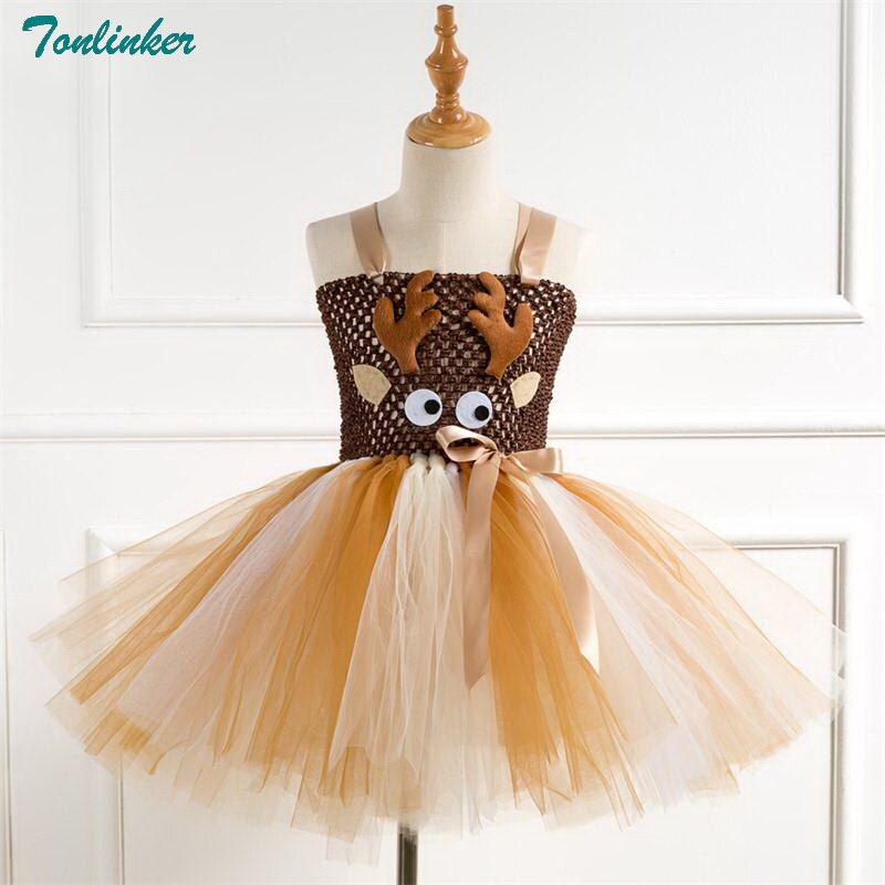 Costumes de noël pour filles cerf Tutu robe avec bandeau fille carnaval Costume ensemble pour enfants Costumes de nouvel an robe de fête