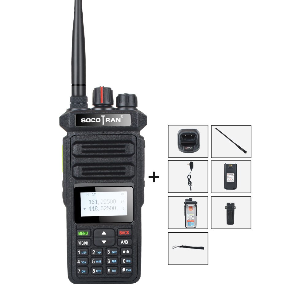 Walkie-talkie socotron 12W, haute puissance, longue distance, double bande, double affichage, double veille, Radio amateur bidirectionnelle: Standard Package