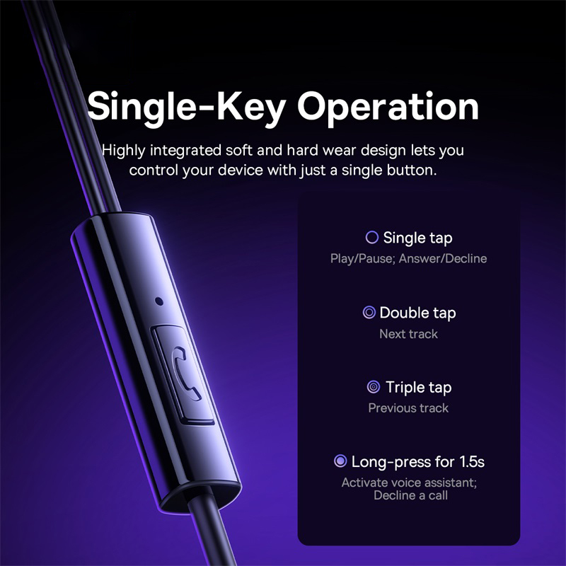 Baseus Encok HZ11/CZ11 in-ear bedrade oortelefoon Krachtige bas Type-C/3.5mm Jack Bedrade hoofdtelefoon voor laptop Computer Tablet Telefoon