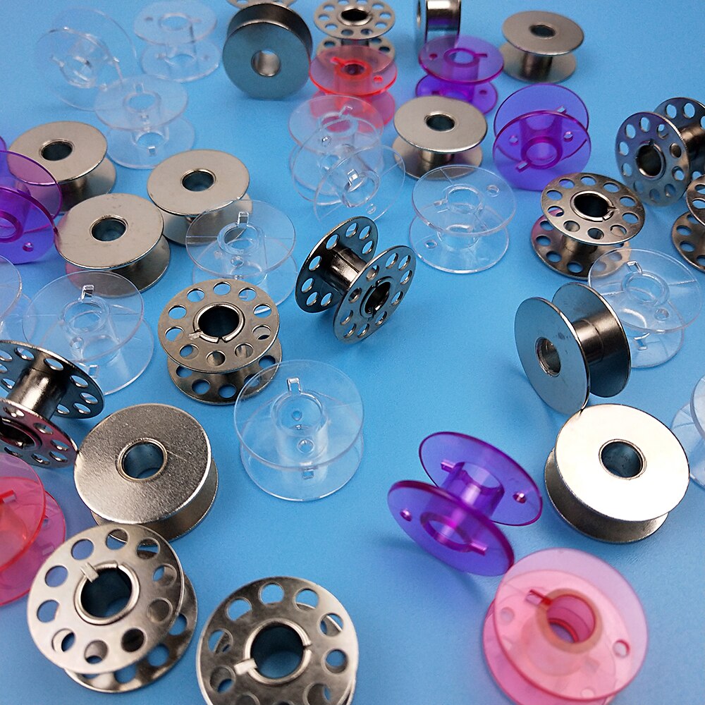 10pcs/lot Bobbins Spools Plastic Metal Home Sewing Craft Empty Bobbin Spool For Singer Brother Sewing Machine Tools