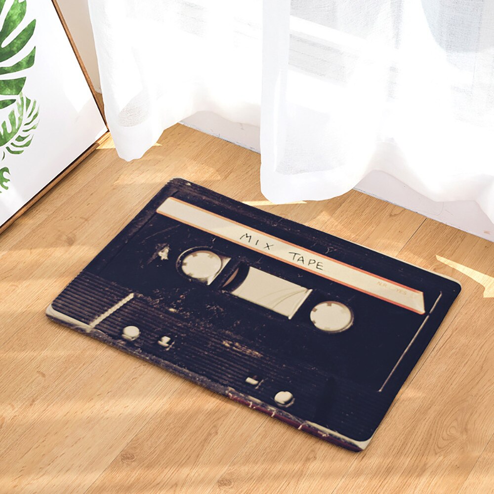 Non Slip Door Mat Flannel Vintage Cassette Tape Indoor Doormat Door Floor Mats Carpet Rugs Decor Porch Doormat Tapete 20JAN23: G
