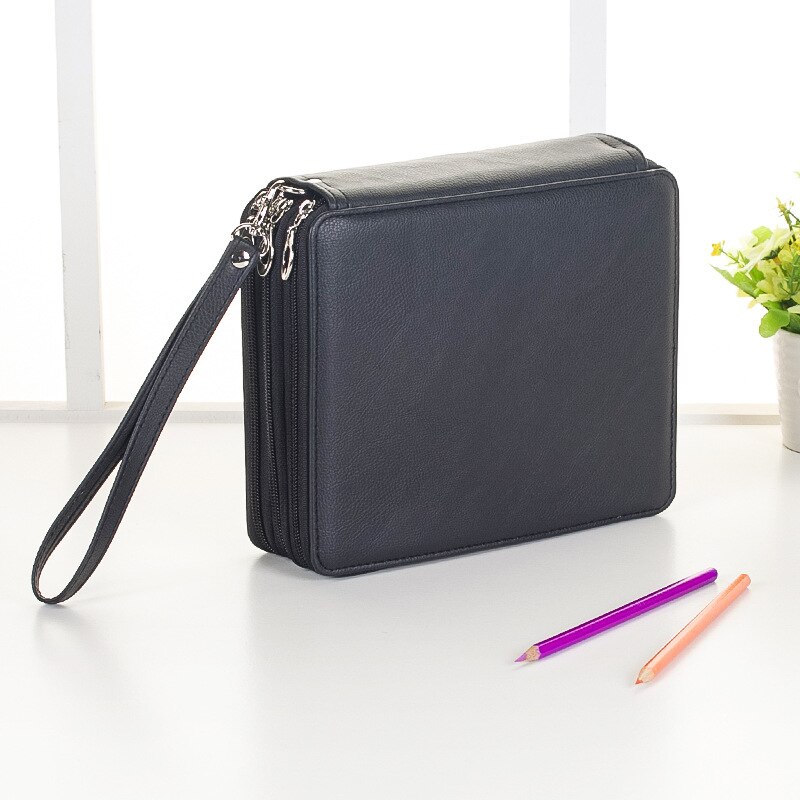 Stort 120 hullers skolepenalhus til pige straffetaske sød kawaii penalhus stor kapacitet patronæske opbevaring brevpapirsæt: Sort