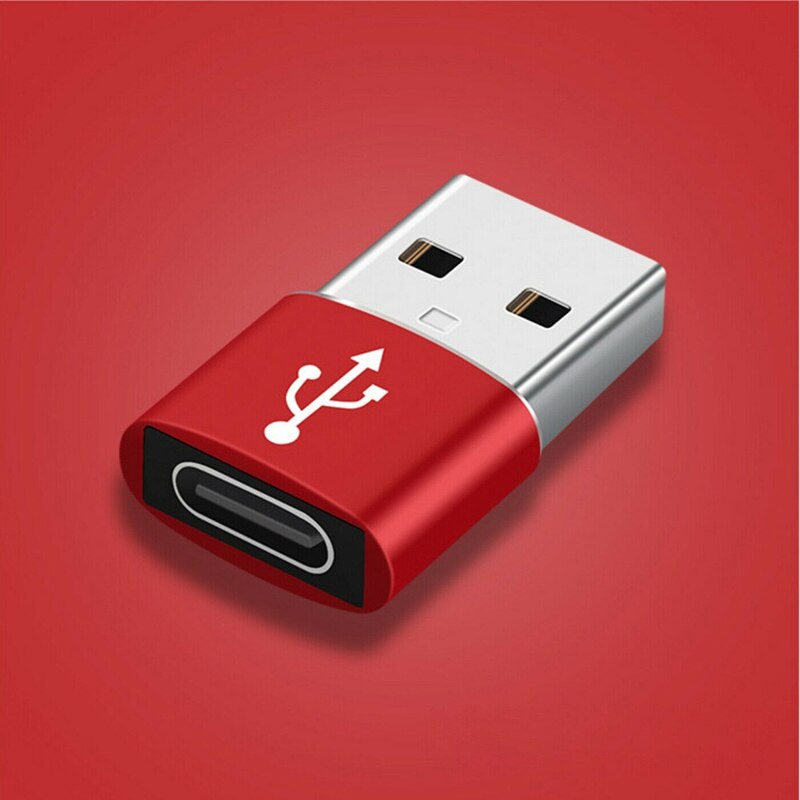 5pcs Type C Female to USB Male Adapter For iPhone 12 11 Samsung Note 20 S20 Ultra Huawei Converter For Macbook Air Pro: Red