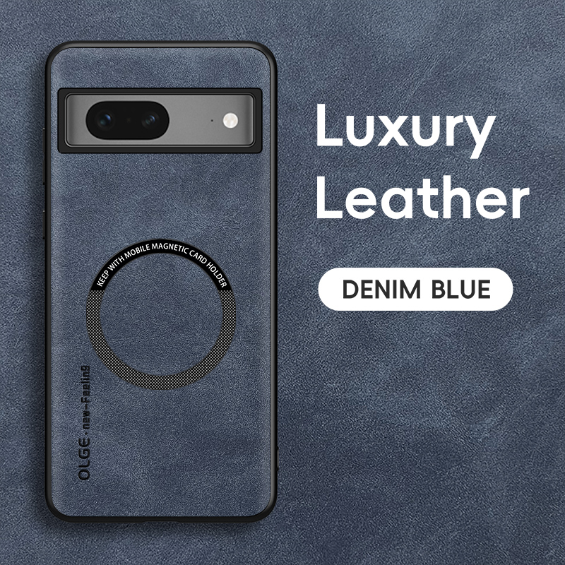 Capa macia de couro retrô magnética para google pixel 7 pro, tampa do telefone de carregamento sem fio, pixel 7 pro, google 7a: TELA DE PINTURA / Azul