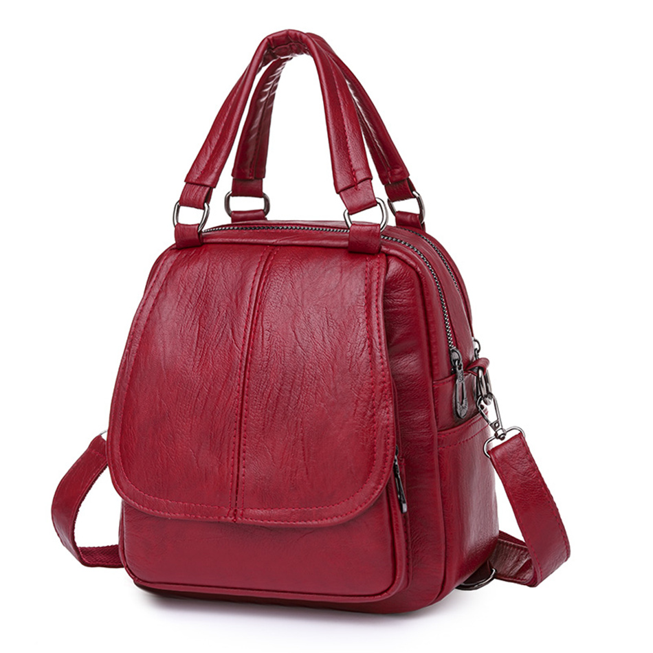 Women's Backpack Small Retro Bagpack Multifunctional Big Capacity Shoulder Crossbody Bag Female Travel Back Pack Mini Handbag: black