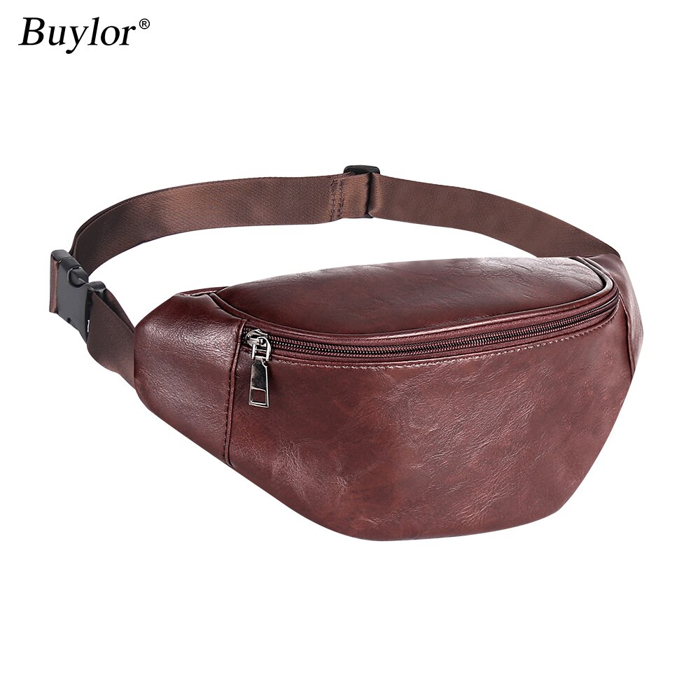 Buylor Fanny Pack Women's Belt Bag PU Leather Waist Bag Hip Bumbag Men Waterproof Chest Bag Casual Waist Pack for Outdoors: Dark Brown