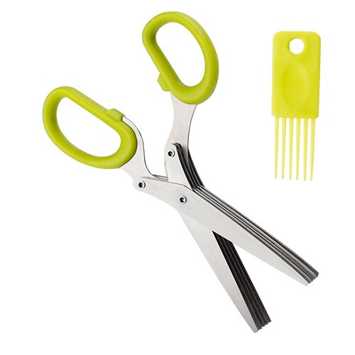 Creatieve 5 lagen Roestvrij Staal Keuken Schaar Keuken Gereedschap Vijf Groene Ui Cut Multifunctionele Mes Keuken Accessoires: Light Grey