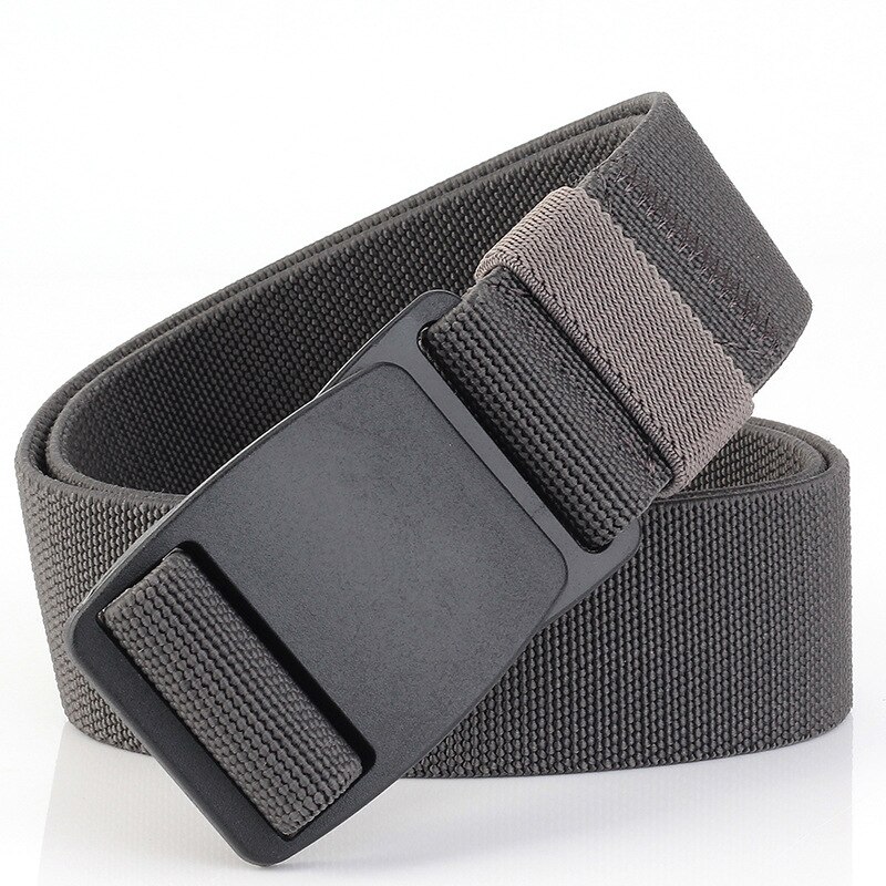 Cinturón de nailon para hombre, hebilla no metálica con cabeza de plástico, antialérgico, cinturón de seguridad, cinturón elástico con hebilla a presión