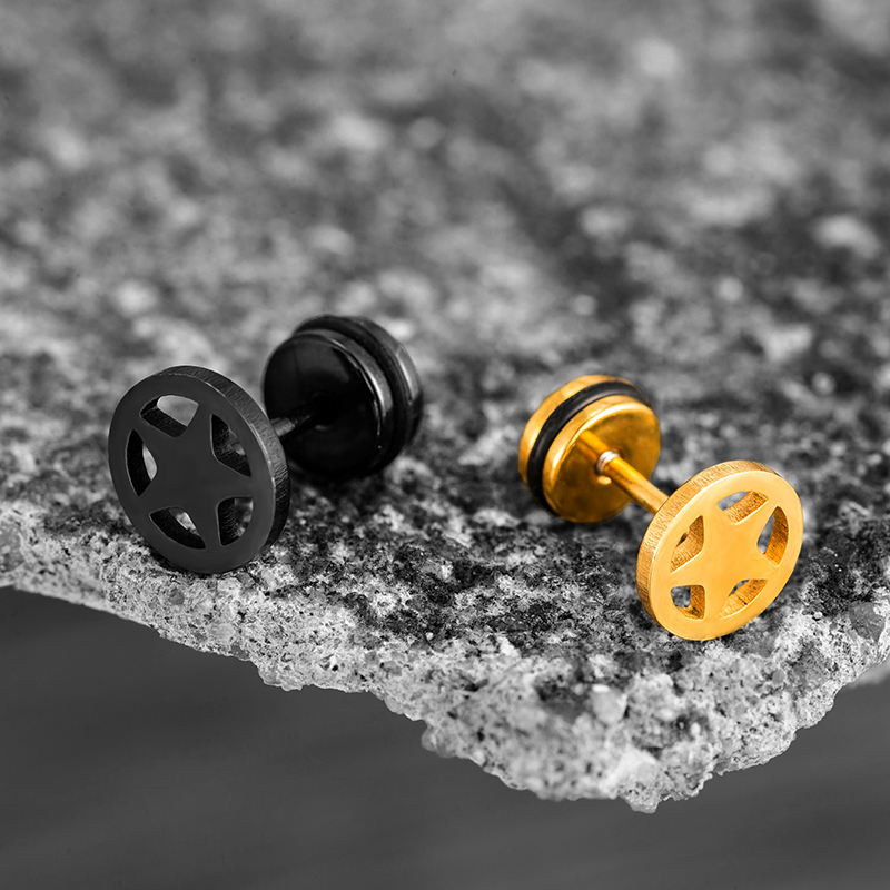 1 Stuk Korea Geometrische Ster Oor Studs Voor Man Vrouwen Minimalistische Ronde Holle Statement Oorbellen Mannelijke Roestvrijstalen Oor Sieraden