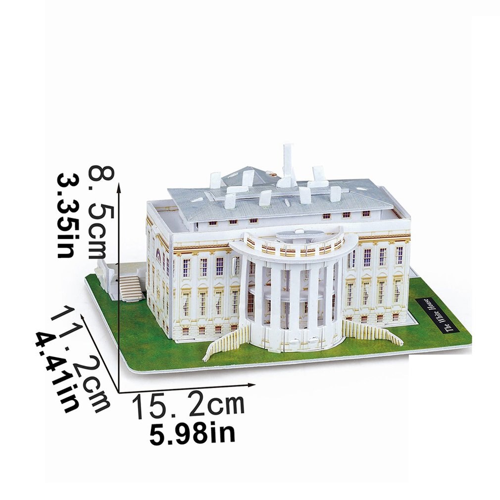 Mini Magic world Architecture Eiffel Tower Statue of Liberty card paper 3D Puzzle building models Educational Toys Kids: White House