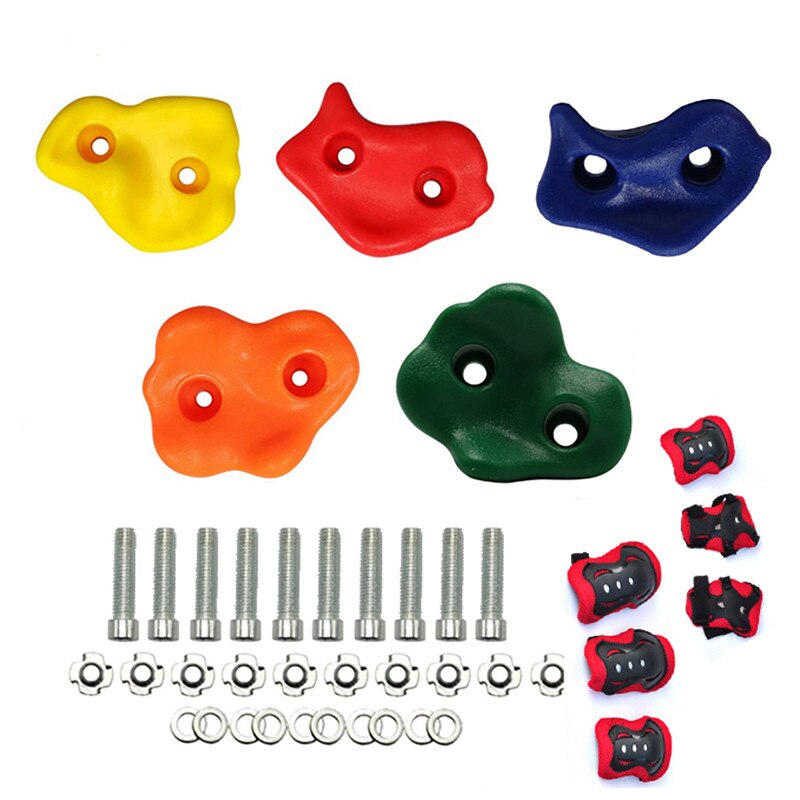 Soportes de escalada para pared de roca para niños, juego de escalada para interior y exterior, Kit de soportes de mano con conjunto de equipo de protección